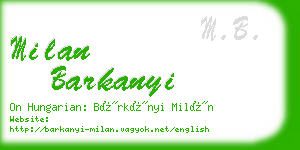 milan barkanyi business card